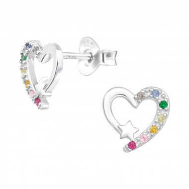 Heart - 925 Sterling Silver Semi-Precious Stud Earrings SD43735