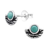 Geometric - 925 Sterling Silver Semi-Precious Stud Earrings SD43912