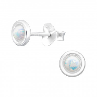 Round - 925 Sterling Silver Semi-Precious Stud Earrings SD44147