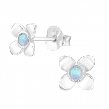 Flower - 925 Sterling Silver Semi-Precious Stud Earrings SD44578