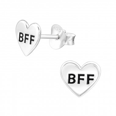Bff Heart - 925 Sterling Silver Semi-Precious Stud Earrings SD44652