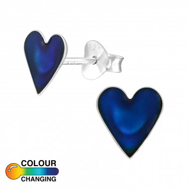 Heart - 925 Sterling Silver Semi-Precious Stud Earrings SD46840