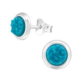 Round - 925 Sterling Silver Semi-Precious Stud Earrings SD46972