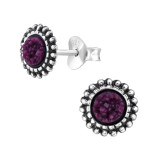 Round - 925 Sterling Silver Semi-Precious Stud Earrings SD46974