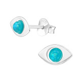 Evil Eye - 925 Sterling Silver Semi-Precious Stud Earrings SD47102