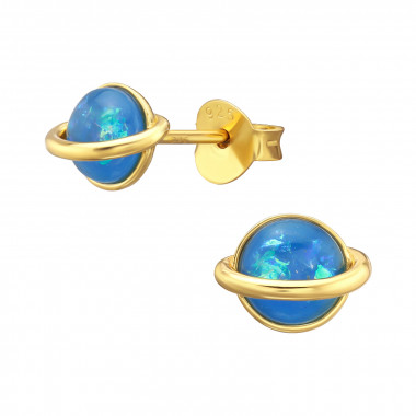 Saturn - 925 Sterling Silver Semi-Precious Stud Earrings SD47295
