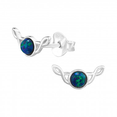 Twisted - 925 Sterling Silver Semi-Precious Stud Earrings SD48398