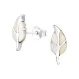 Leaf - 925 Sterling Silver Semi-Precious Stud Earrings SD48485