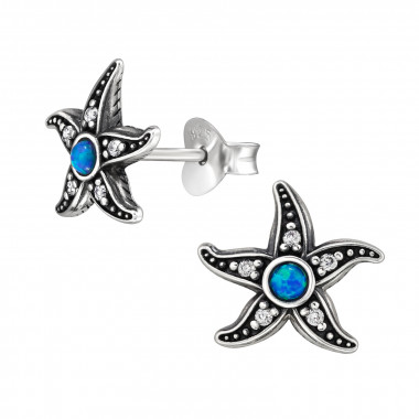 Starfish - 925 Sterling Silver Semi-Precious Stud Earrings SD48713