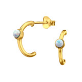 Half Hoop - 925 Sterling Silver Semi-Precious Stud Earrings SD49193