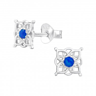 Flowers - 925 Sterling Silver Semi-Precious Stud Earrings SD49207