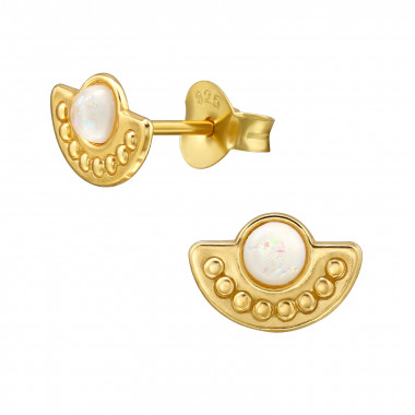 Ethnic - 925 Sterling Silver Semi-Precious Stud Earrings SD49232