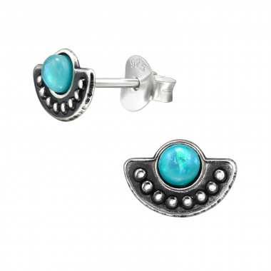 Ethnic - 925 Sterling Silver Semi-Precious Stud Earrings SD49233