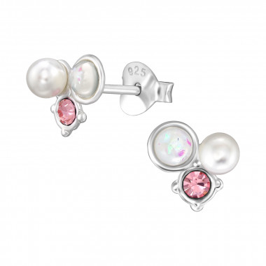 Cluster - 925 Sterling Silver Semi-Precious Stud Earrings SD49245