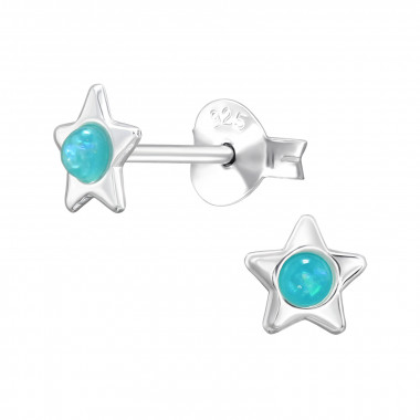 5mm Star - 925 Sterling Silver Semi-Precious Stud Earrings SD49831
