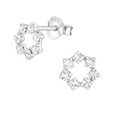 Polygon - 925 Sterling Silver Stud Earrings with Crystals SD16032