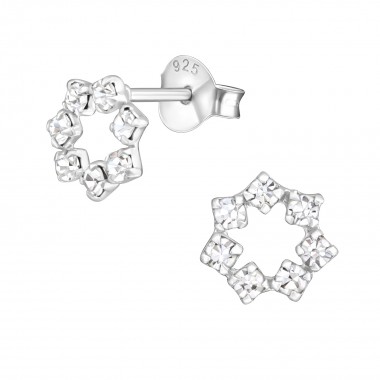 Polygon - 925 Sterling Silver Stud Earrings with Crystals SD16032