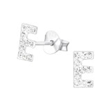 Initial e - 925 Sterling Silver Stud Earrings with Crystals SD16322