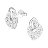 Donut - 925 Sterling Silver Stud Earrings with Crystals SD16402