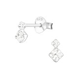 Square - 925 Sterling Silver Stud Earrings with Crystals SD16488
