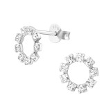 Circle - 925 Sterling Silver Stud Earrings with Crystals SD16527