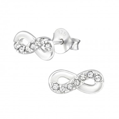 Infinity - 925 Sterling Silver Stud Earrings with Crystals SD17848