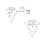 Triangle - 925 Sterling Silver Stud Earrings with Crystals SD18376