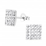 Square - 925 Sterling Silver Stud Earrings with Crystals SD183 Square - 925 Sterling Silver Stud Earrings with Crystals SD183