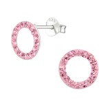 Circle - 925 Sterling Silver Stud Earrings with Crystals SD18750