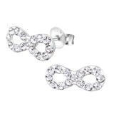Infinity - 925 Sterling Silver Stud Earrings with Crystals SD18777