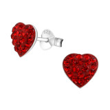 Heart - 925 Sterling Silver Stud Earrings with Crystals SD19335