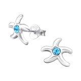 Starfish - 925 Sterling Silver Stud Earrings with Crystals SD20284