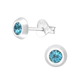 Round - 925 Sterling Silver Stud Earrings with Crystals SD24385