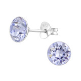 Round - 925 Sterling Silver Stud Earrings with Crystals SD24386