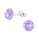 Round - 925 Sterling Silver Stud Earrings with Crystals SD24393
