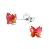 Butterfly - 925 Sterling Silver Stud Earrings with Crystals SD24396