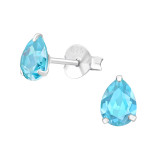 Pear - 925 Sterling Silver Stud Earrings with Crystals SD24397