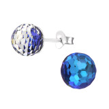 Round - 925 Sterling Silver Stud Earrings with Crystals SD24549