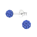 Ball - 925 Sterling Silver Stud Earrings with Crystals SD24718
