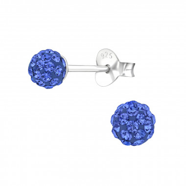 Ball - 925 Sterling Silver Stud Earrings with Crystals SD24718