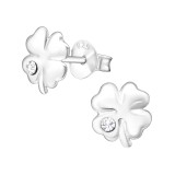 Clover - 925 Sterling Silver Stud Earrings with Crystals SD26239