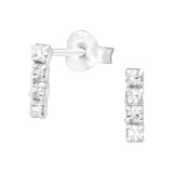 Bar - 925 Sterling Silver Stud Earrings with Crystals SD26519