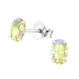 Oval - 925 Sterling Silver Stud Earrings with Crystals SD27749