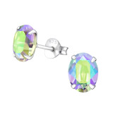 Oval - 925 Sterling Silver Stud Earrings with Crystals SD27750