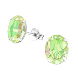 Oval - 925 Sterling Silver Stud Earrings with Crystals SD27751