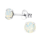 Round - 925 Sterling Silver Stud Earrings with Crystals SD28148