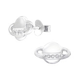 Saturn - 925 Sterling Silver Stud Earrings with Crystals SD29337