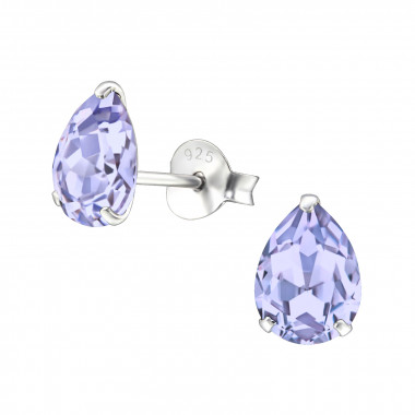 Pear - 925 Sterling Silver Stud Earrings with Crystals SD29503