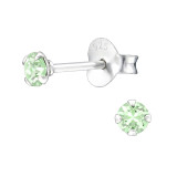 Round 3Mm - 925 Sterling Silver Stud Earrings with Crystals SD30959