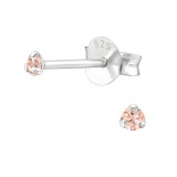 Round 2Mm - 925 Sterling Silver Stud Earrings with Crystals SD30960
